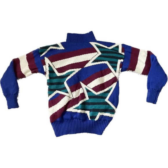 Vintage 80s 90s Head Sportswear Lined Wool Mock Neck Stars Stripes Sweater Small - Picture 2 of 8